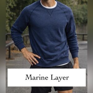Marine Layer Navy Blue Herschel Crew neck Sweatshirt Supima Cotton
